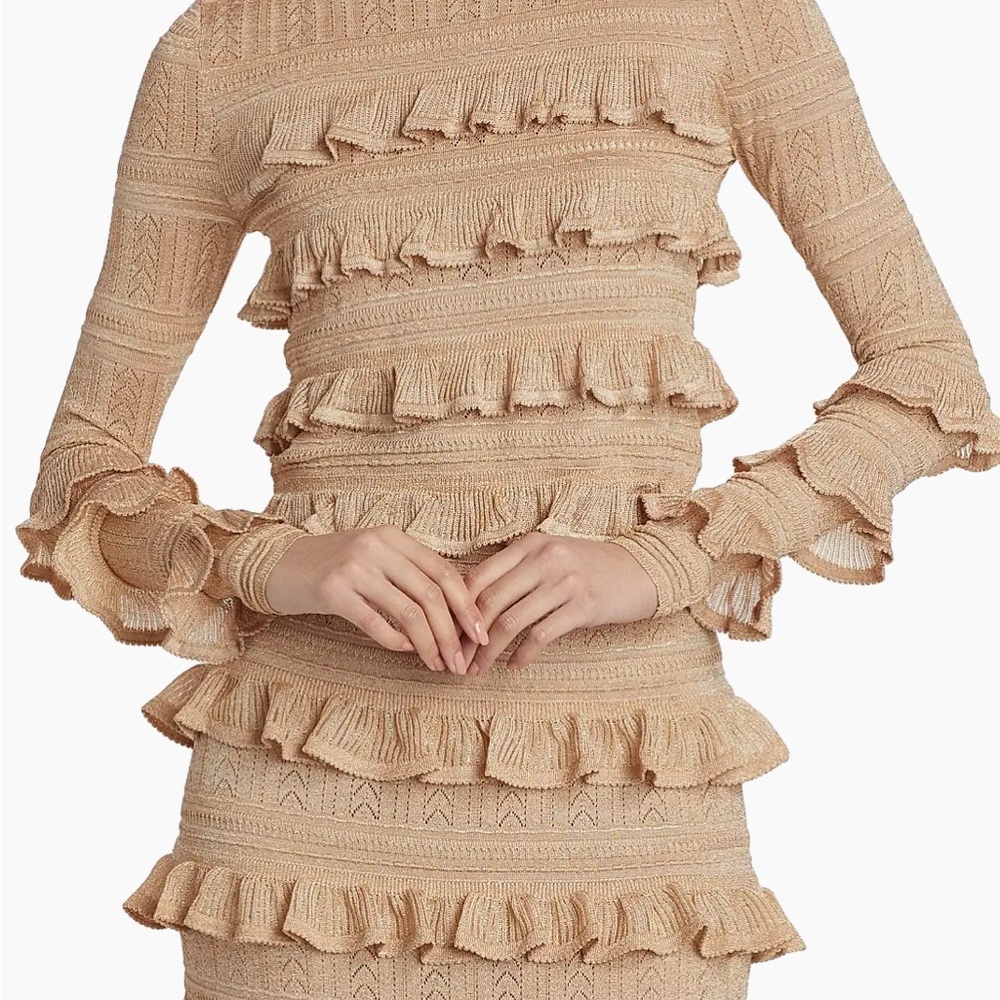 Zimmermann Tan Ruffled Tiered Top and Skirt